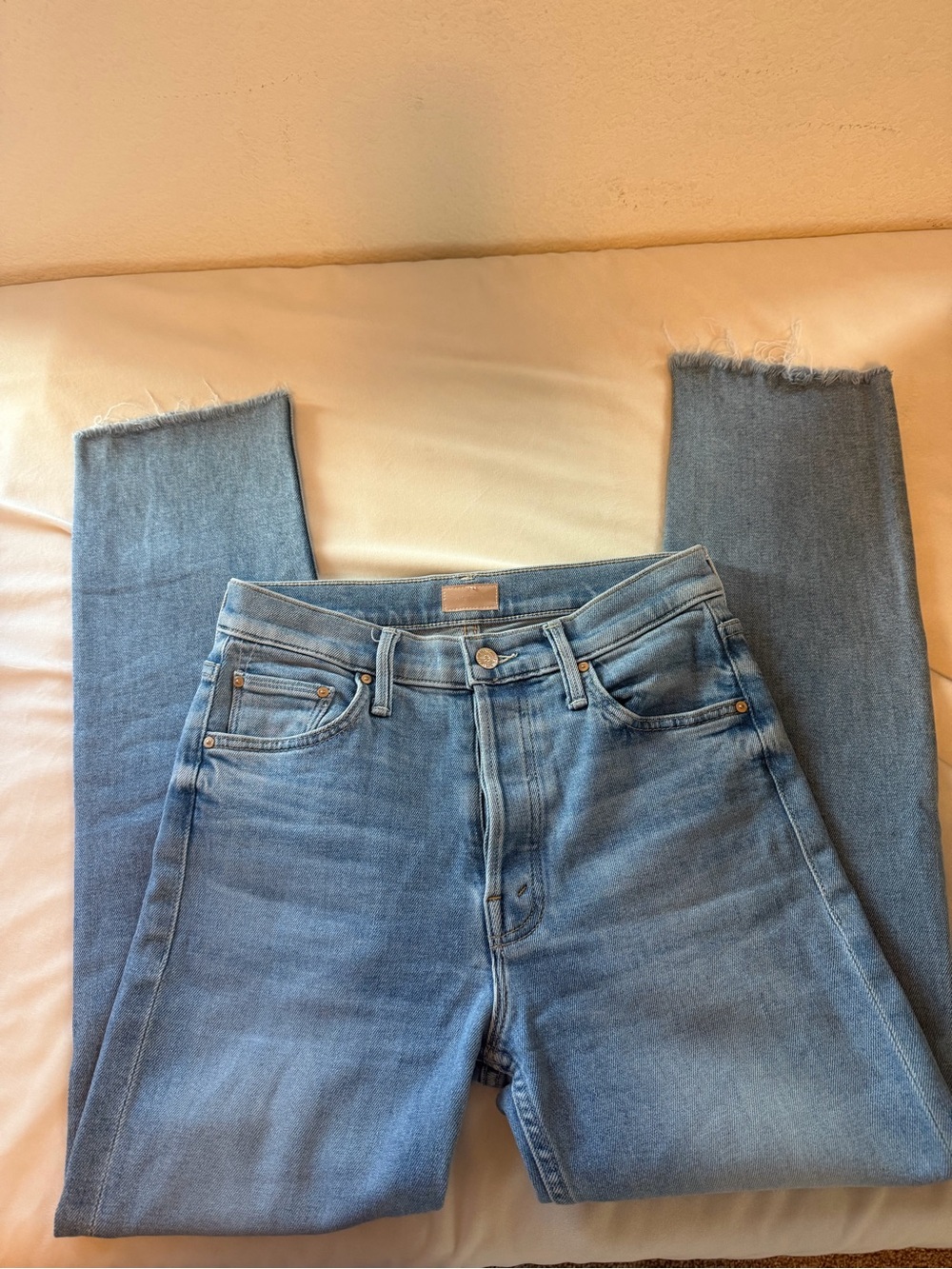 MOTHER Light Blue High-Rise Straight Jeans